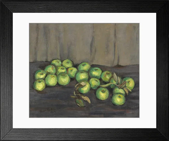 Framed Print : Green Apples with Gray Curtain, 1943. Creator: Walt Kuhn Framed Print : Green Apples with Gray Curtain, 1943. Creator: Walt Kuhn
