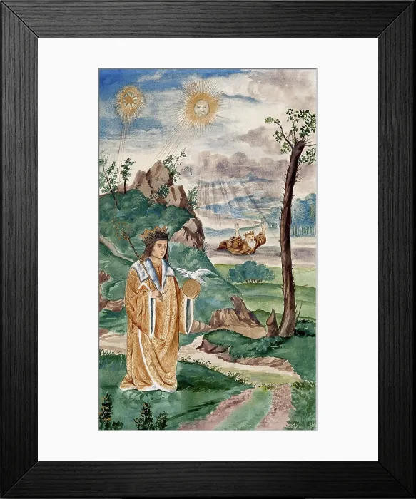 Framed Print : A prince, clad in gold, succeeds the King; representing a stage in the alchemical process, 1900-1909 Creator: Edith Annie Ibbs Framed Print : A prince, clad in gold, succeeds the King; representing a stage in the alchemical process, 1900-1909 Creator: Edith Annie Ibbs