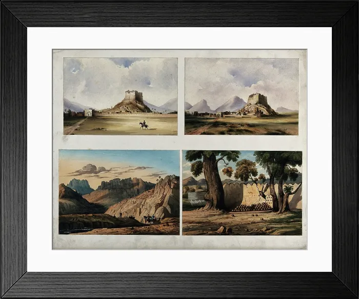 Framed Print : Walled city with lone horseman, Afghanistan. Creator: Unknown Framed Print : Walled city with lone horseman, Afghanistan. Creator: Unknown