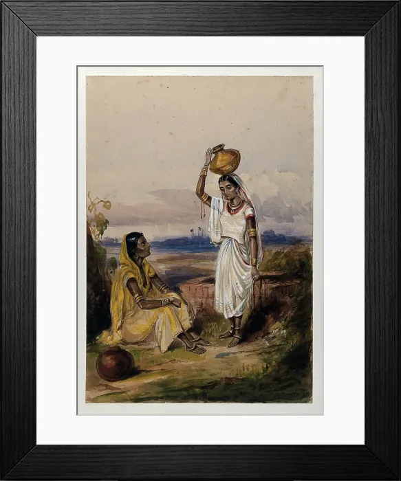 Framed Print : Two women with water vessels at a well, Afghanistan. Creator: Unknown Framed Print : Two women with water vessels at a well, Afghanistan. Creator: Unknown
