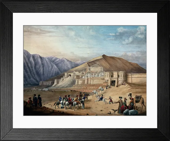 Framed Print : Horsemen assembled outside the city walls at Kabul, Afghanistan. Creator: Unknown Framed Print : Horsemen assembled outside the city walls at Kabul, Afghanistan. Creator: Unknown