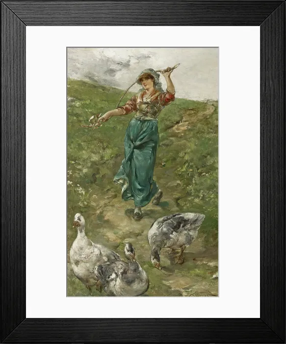Framed Print : The Goose Herd, before 1890. Creator: Walter Shirlaw Framed Print : The Goose Herd, before 1890. Creator: Walter Shirlaw