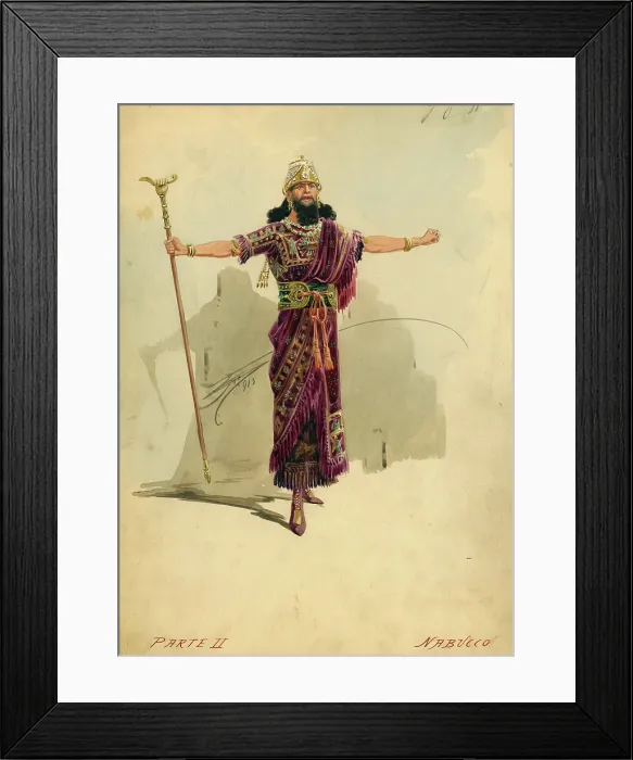Framed Print : Costume design for the opera Nabucco by Giuseppe Verdi, 1913. Creator: Comelli, Attilio (1858-1925) Framed Print : Costume design for the opera Nabucco by Giuseppe Verdi, 1913. Creator: Comelli, Attilio (1858-1925)