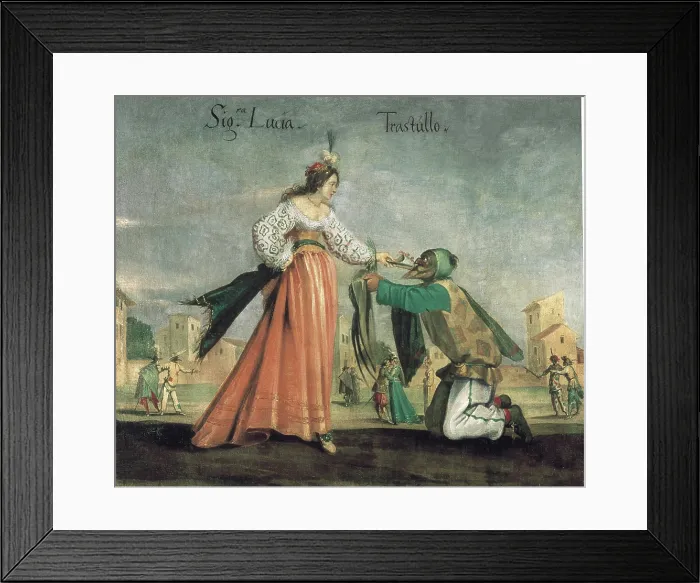 Framed Print : Scene from the Commedia dell'Arte: Signora Lucia and Trastullo. Creator: Anonymous. Scene from the Commedia dell'Arte: Signora Lucia and Trastullo. Creator: Anonymous Framed Print : Scene from the Commedia dell'Arte: Signora Lucia and Trastullo. Creator: Anonymous. Scene from the Commedia dell'Arte: Signora Lucia and Trastullo. Creator: Anonymous