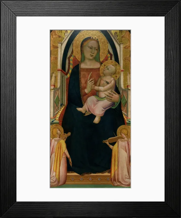 Framed Print : The Virgin and Child Enthroned and Two Angels, c1340. Creator: Daddi, Bernardo (1290-1350) Framed Print : The Virgin and Child Enthroned and Two Angels, c1340. Creator: Daddi, Bernardo (1290-1350)