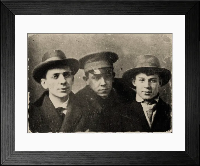Framed Print : Ryurik Ivnev, Vladimir Chernyavsky and Sergei Yesenin. St. Petersburg, 1915. Creator: Anonymous Framed Print : Ryurik Ivnev, Vladimir Chernyavsky and Sergei Yesenin. St. Petersburg, 1915. Creator: Anonymous