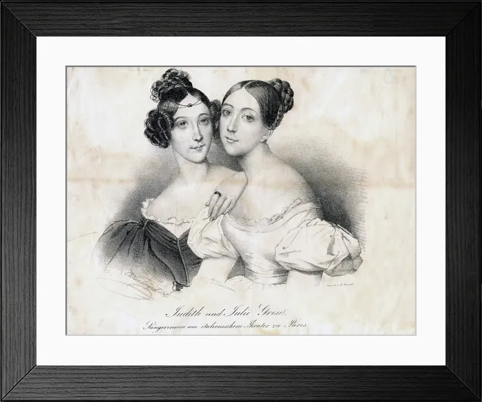 Framed Print : Giulia and Giuditta Grisi. Creator: Kneisel, August (1782-1855) Framed Print : Giulia and Giuditta Grisi. Creator: Kneisel, August (1782-1855)