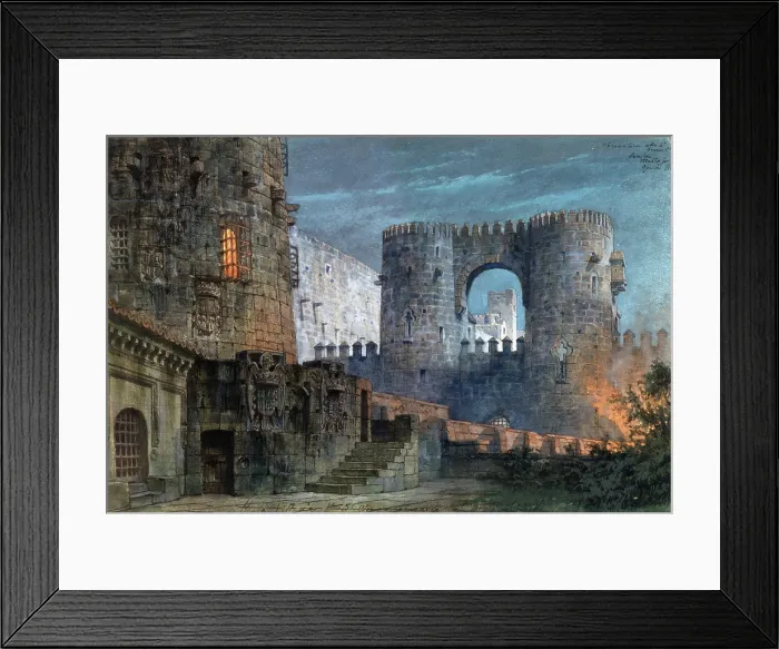 Framed Print : The fortress Castellor. Stage design for the opera Il trovatore by Giuseppe Verdi, 1902. Creator: Rota, Vittorio (1864-?) Framed Print : The fortress Castellor. Stage design for the opera Il trovatore by Giuseppe Verdi, 1902. Creator: Rota, Vittorio (1864-?)