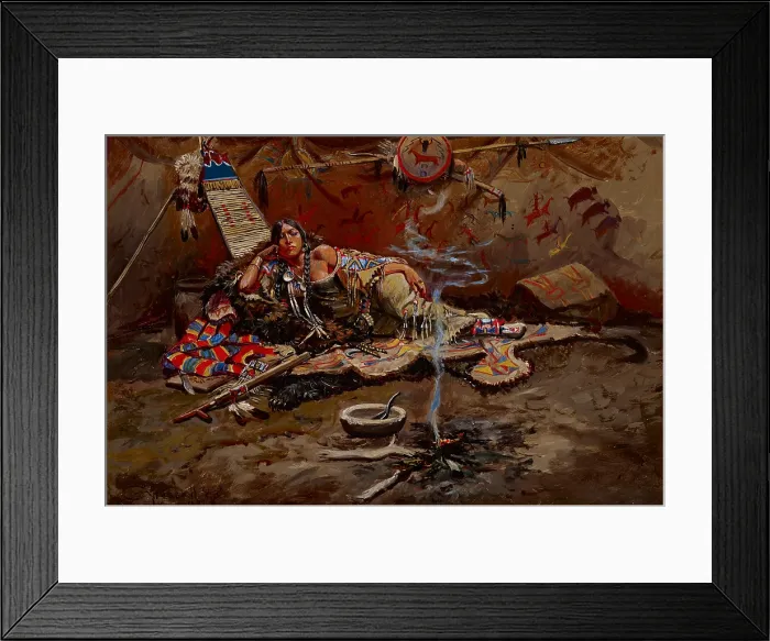Framed Print : Waiting and Mad, 1899. Creator: Charles Marion Russell Framed Print : Waiting and Mad, 1899. Creator: Charles Marion Russell