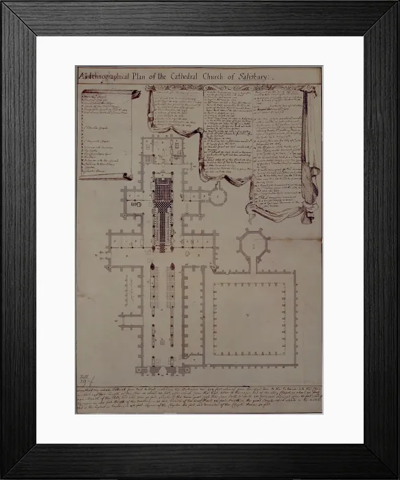 Framed Print : An Ichnographical Plan of the Cathedral Church of Salisbury, 1720-1780. Creator: Unknown Framed Print : An Ichnographical Plan of the Cathedral Church of Salisbury, 1720-1780. Creator: Unknown