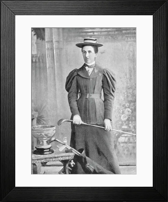 Framed Print : Portrait of the Irish lady golfer Miss Cox, 1896. Creator: Lee & Co Framed Print : Portrait of the Irish lady golfer Miss Cox, 1896. Creator: Lee & Co