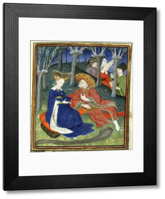 Framed Print : Duke and ladies in a garden, 1410-11. Creator: Master of the Cite des Dames Framed Print : Duke and ladies in a garden, 1410-11. Creator: Master of the Cite des Dames