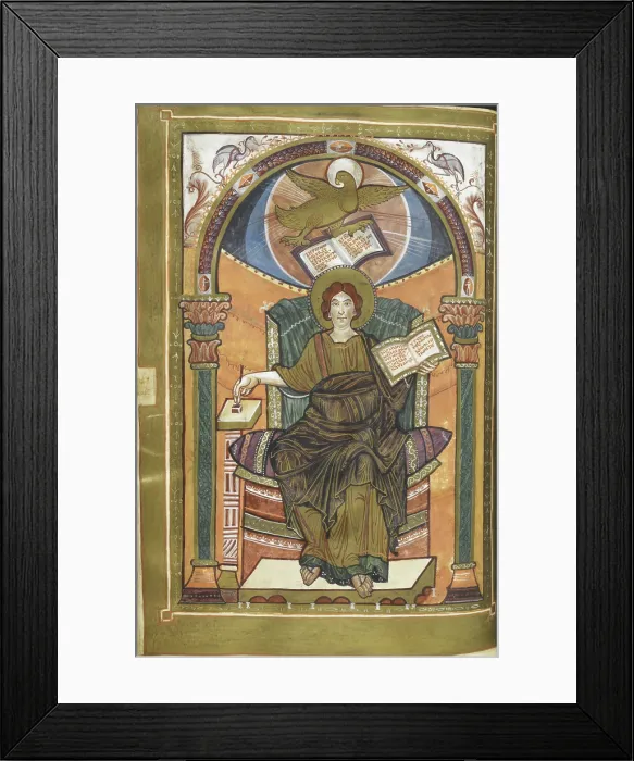 Framed Print : Miniature of an Evangelist portrait of John, 1st quarter of the 9th century. Creator: Unknown
