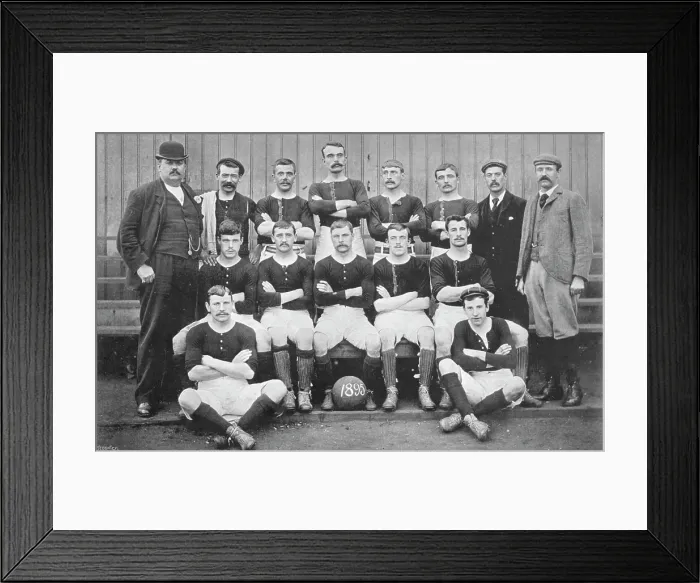 Framed Print : Group portrait of Millwall Athletic football team, 1896. Creator: Symmons & Thiele Framed Print : Group portrait of Millwall Athletic football team, 1896. Creator: Symmons & Thiele