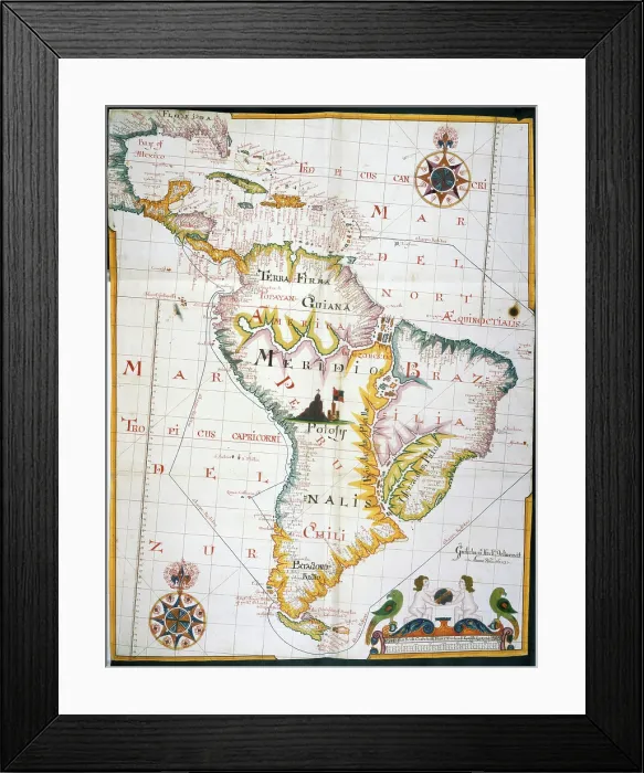 Framed Print : Map of the West Indies and South America, 1683. Creator: William Hack Framed Print : Map of the West Indies and South America, 1683. Creator: William Hack
