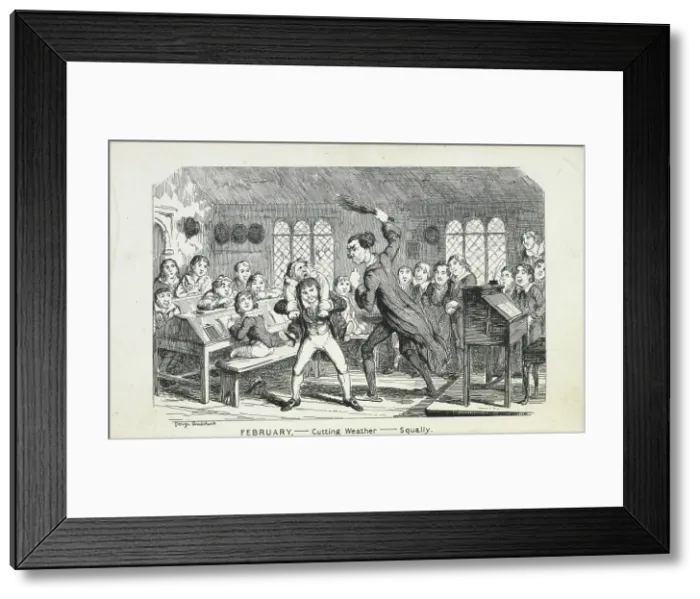 Framed Print : February - Cutting Weather - Squally, 1835-1853. Creator: George Cruikshank