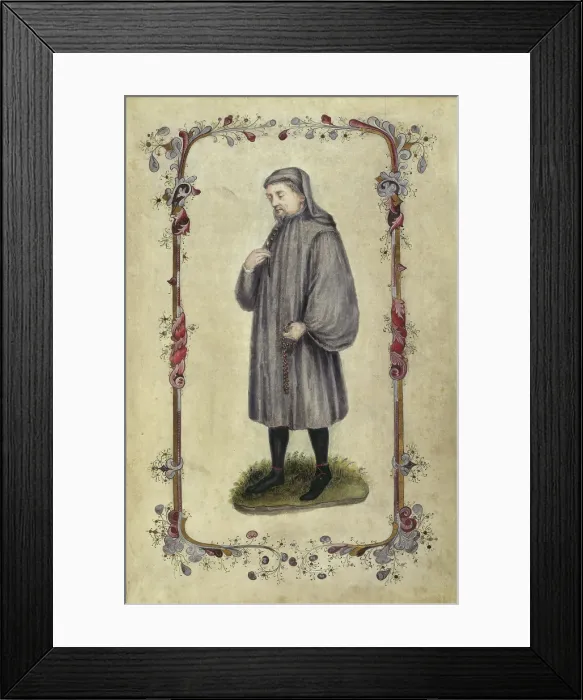 Framed Print : Geoffrey Chaucer, the author. A full length portrait, 1476-77. Creator: Unknown Framed Print : Geoffrey Chaucer, the author. A full length portrait, 1476-77. Creator: Unknown