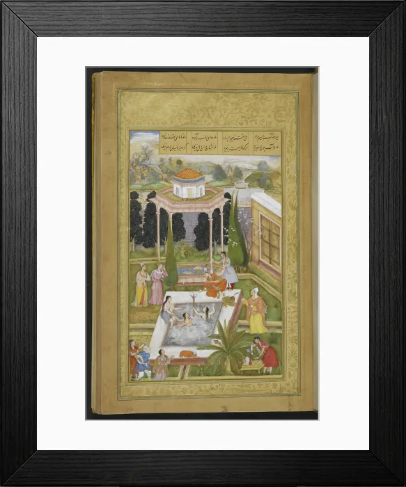 Framed Print : The owner of the garden discovering maidens bathing in the pool... 1595. Creator: Sanwlah Framed Print : The owner of the garden discovering maidens bathing in the pool... 1595. Creator: Sanwlah
