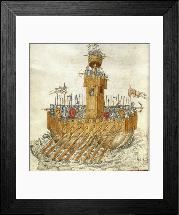 Framed Print : Ship with armed soldiers, 15th century. Creator: Unknown Framed Print : Ship with armed soldiers, 15th century. Creator: Unknown