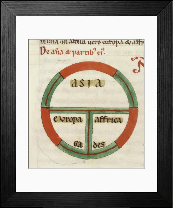 Framed Print : (Detail) Diagrammatic T-O map, early 13th century. Creator: Unknown Framed Print : (Detail) Diagrammatic T-O map, early 13th century. Creator: Unknown