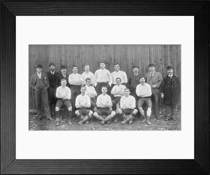 Framed Print : Group portrait of the Bolton Wanderers football team, 1896. Creator: Symmons & Thiele Framed Print : Group portrait of the Bolton Wanderers football team, 1896. Creator: Symmons & Thiele