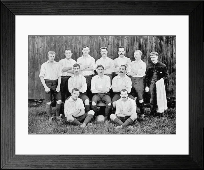 Framed Print : Group portrait of Preston North End football team, 1896. Creator: Symmons & Thiele Framed Print : Group portrait of Preston North End football team, 1896. Creator: Symmons & Thiele