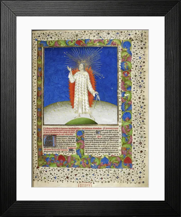 Framed Print : (Whole folio) Miniature containing Creation scene... 1411. Creator: Unknown Framed Print : (Whole folio) Miniature containing Creation scene... 1411. Creator: Unknown