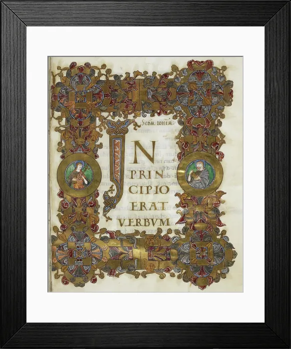 Framed Print : Opening of St Johns Gospell, c1020. Creator: Unknown