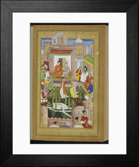 Framed Print : Iskandar with Nushaba being entertained, 1595. Creator: Bhureh Framed Print : Iskandar with Nushaba being entertained, 1595. Creator: Bhureh
