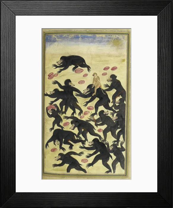 Framed Print : The monkeys outwitting the bears, 1600-01. Creator: Unknown Framed Print : The monkeys outwitting the bears, 1600-01. Creator: Unknown