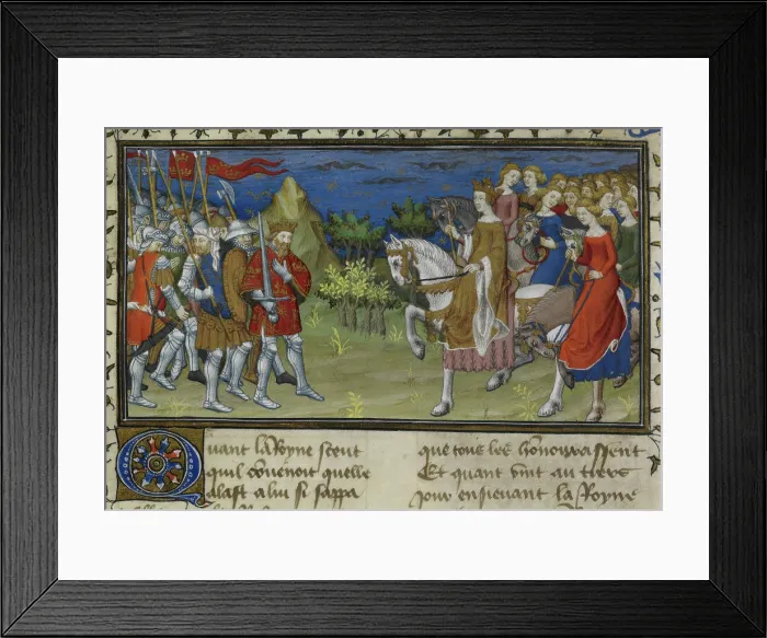Framed Print : The meeting of Alexander the Great and the Amazons, early 15th century. Creator: Unknown Framed Print : The meeting of Alexander the Great and the Amazons, early 15th century. Creator: Unknown