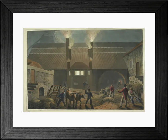 Framed Print : A view of the courtyard of a boiling house, in Antigua, 1823. Creator: William Clark Framed Print : A view of the courtyard of a boiling house, in Antigua, 1823. Creator: William Clark
