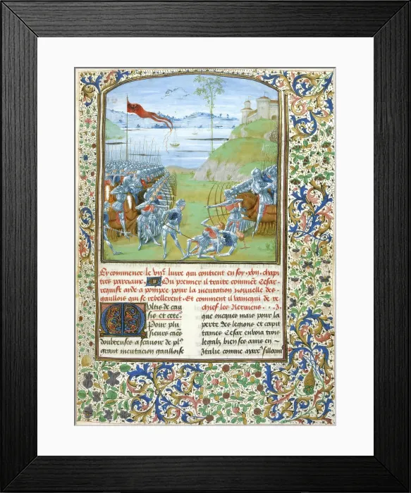 Framed Print : Ceasar and Pompey fighting the Gauls (Book 7), 1473-1476. Creator: Master of the London Wavrin Framed Print : Ceasar and Pompey fighting the Gauls (Book 7), 1473-1476. Creator: Master of the London Wavrin