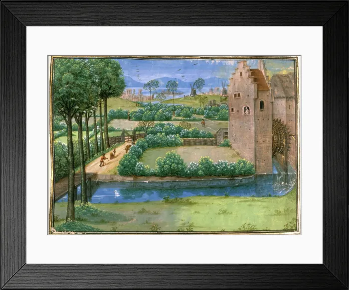 Framed Print : Landscape with a watermill, 15th century. Creator: Unknown Framed Print : Landscape with a watermill, 15th century. Creator: Unknown