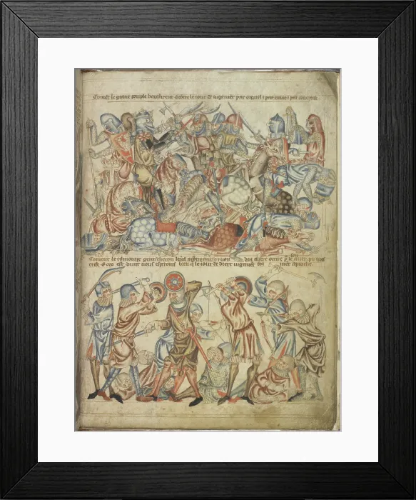 Framed Print : Peers and commoners fighting, c1320-1330. Creator: Unknown Framed Print : Peers and commoners fighting, c1320-1330. Creator: Unknown