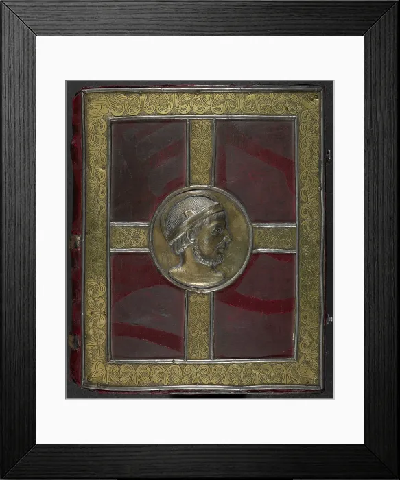 Framed Print : In the centre, a silver gilt medallion, probably representing the Emperor Lothaire...9th cent. Creator: Unknown Framed Print : In the centre, a silver gilt medallion, probably representing the Emperor Lothaire...9th cent. Creator: Unknown