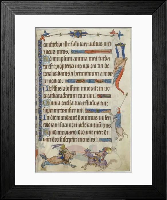 Framed Print : Two knights jousting, 1325-1335. Creator: Unknown Framed Print : Two knights jousting, 1325-1335. Creator: Unknown