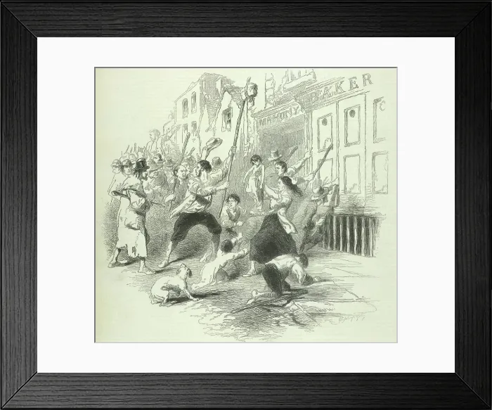 Framed Print : A food riot in Dungarvan, Co. Waterford, Ireland, during the famine, 1846. Creator: Unknown Framed Print : A food riot in Dungarvan, Co. Waterford, Ireland, during the famine, 1846. Creator: Unknown