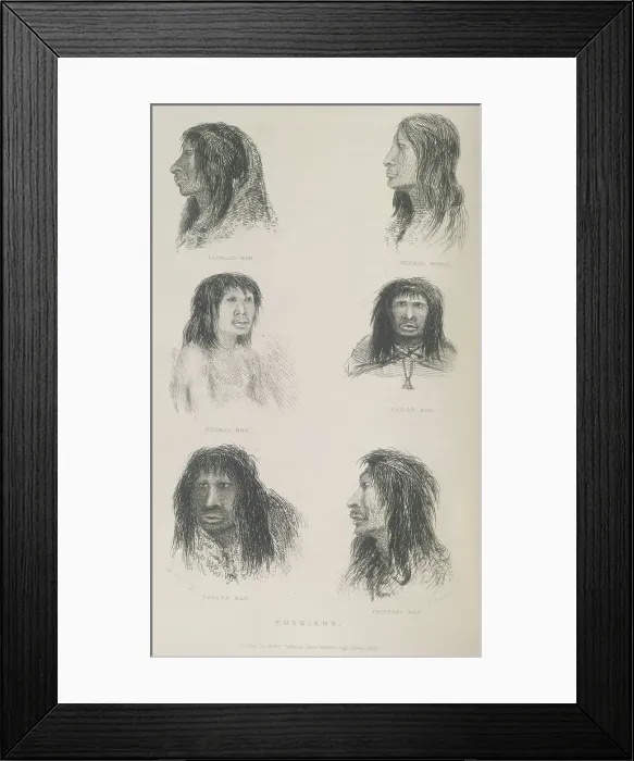 Framed Print : Fuegians, 1834?, (1839). Creator: Thomas Landseer Framed Print : Fuegians, 1834?, (1839). Creator: Thomas Landseer