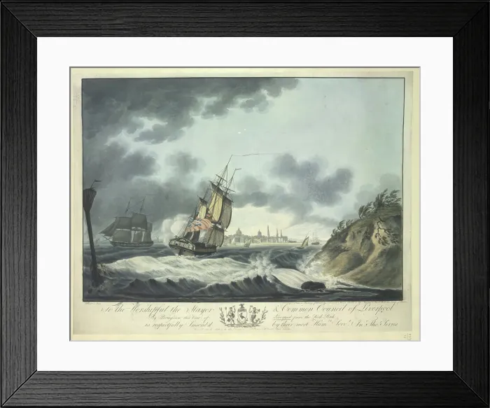 Framed Print : View of Liverpool from the Rock Perch, 1797. Creator: John Thomas Serres Framed Print : View of Liverpool from the Rock Perch, 1797. Creator: John Thomas Serres