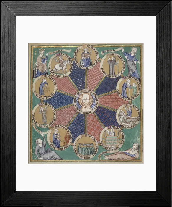 Framed Print : Wheel of the Ten Ages of Man, c1310. Creator: Master of the Madonna Framed Print : Wheel of the Ten Ages of Man, c1310. Creator: Master of the Madonna