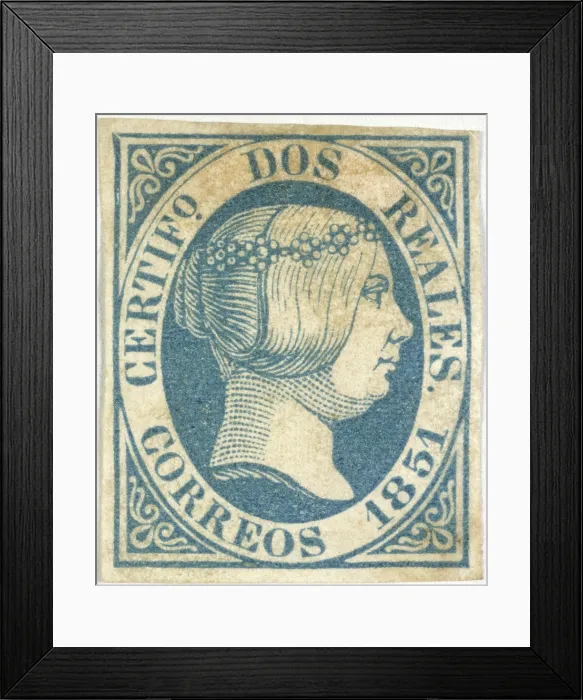 Framed Print : Stamp bearing the head of Queen Isabella II, 1851. Creator: Unknown Framed Print : Stamp bearing the head of Queen Isabella II, 1851. Creator: Unknown