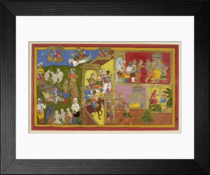 Framed Print : Rama and Lakshmana are bound, 1650-1652. Creator: Sahib Din Framed Print : Rama and Lakshmana are bound, 1650-1652. Creator: Sahib Din