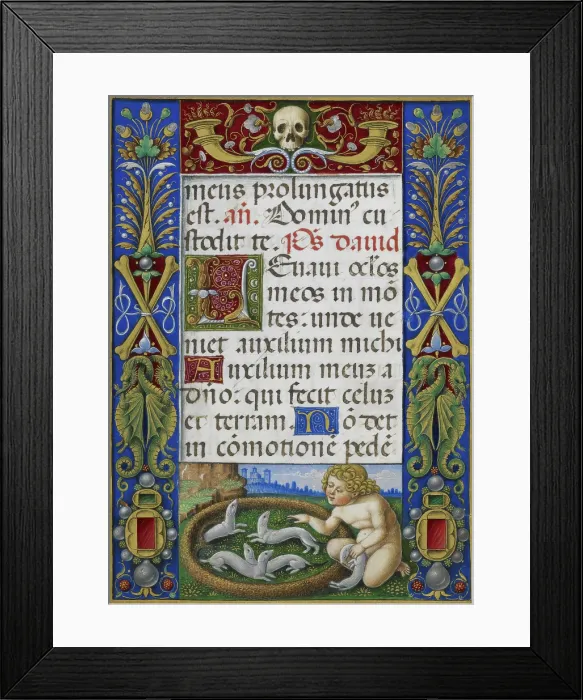 Framed Print : A putto playing with ermines, 1490-1520. Creator: Giovan Pietro Birago Framed Print : A putto playing with ermines, 1490-1520. Creator: Giovan Pietro Birago