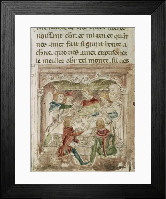 Framed Print : Men playing cards, c1352. Creator: Unknown Framed Print : Men playing cards, c1352. Creator: Unknown