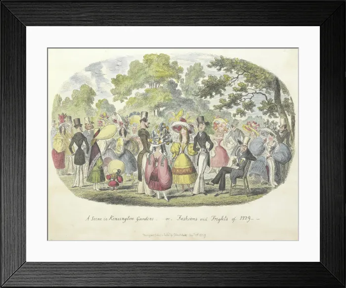 Framed Print : A scene in Kensington Gardens, or fashion and frights of 1829, 1828, (29). Creator: George Cruikshank. A scene in Kensington Gardens, or fashion and frights of 1829, 1828, (29). Creator: George Cruikshank Framed Print : A scene in Kensington Gardens, or fashion and frights of 1829, 1828, (29). Creator: George Cruikshank. A scene in Kensington Gardens, or fashion and frights of 1829, 1828, (29). Creator: George Cruikshank