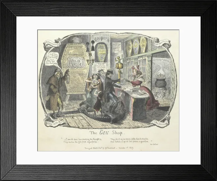 Framed Print : The Gin Shop, 1828. Creator: George Cruikshank Framed Print : The Gin Shop, 1828. Creator: George Cruikshank