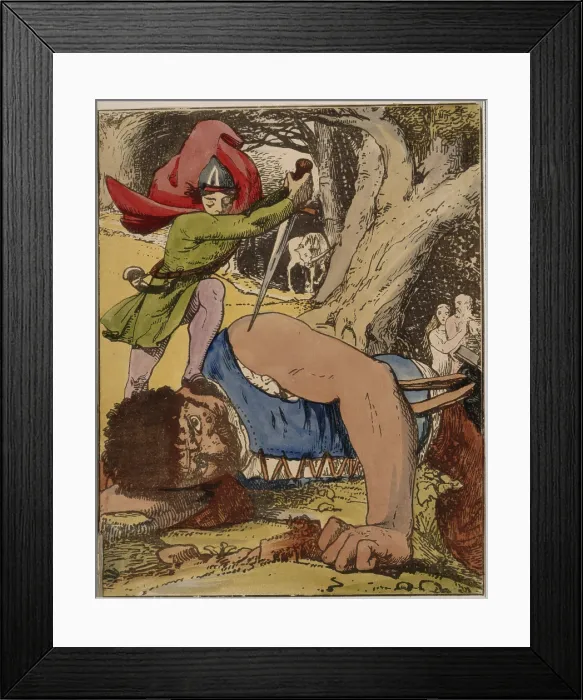 Framed Print : Jack killing the giant, 1845. Creator: Unknown Framed Print : Jack killing the giant, 1845. Creator: Unknown