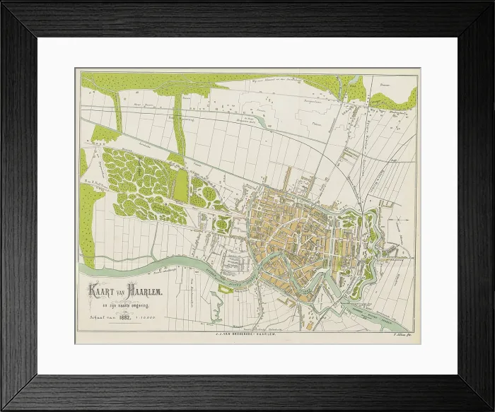 Framed Print : Map of Haarlem and its surroundings, 1882. Creator: F. Allan Framed Print : Map of Haarlem and its surroundings, 1882. Creator: F. Allan