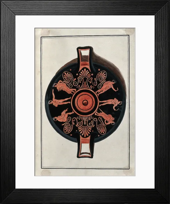 Framed Print : Frieze decorating the inside of a Greek red-figured cup (kylix) showing naked... 1760-9. Creator: Augustin Dahlsteen Framed Print : Frieze decorating the inside of a Greek red-figured cup (kylix) showing naked... 1760-9. Creator: Augustin Dahlsteen